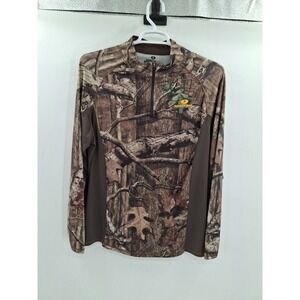 Mossy Oak Break Up Infinity Scemt Factor Men's Large 1/2 Zip Shirt